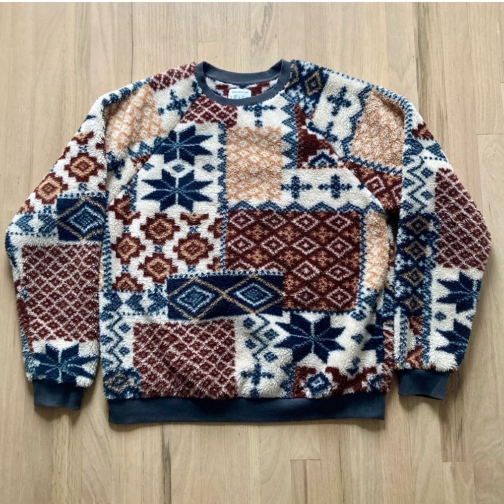 URBAN OUTFITTERS🔹Cozy Sherpa Fair Isle Crewneck Sweatshirt - Picture 8 of 16